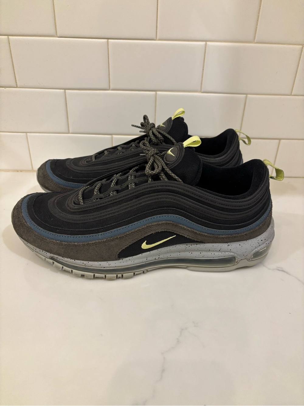 Nike Air Max 97 Newsprint Ash Green Mens Size 13 Sneakers DB4611001 *NO BOX